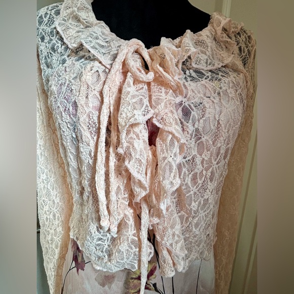 NWT Thirty Thirty Floral blush pink maxi dress with lace shrug - S - Picture 12 of 12